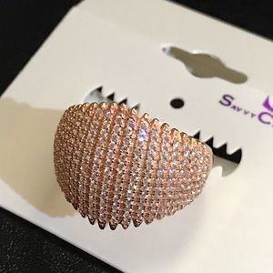 NEW Savvy Cie - Gold Vermeil Pave CZ Curved RING